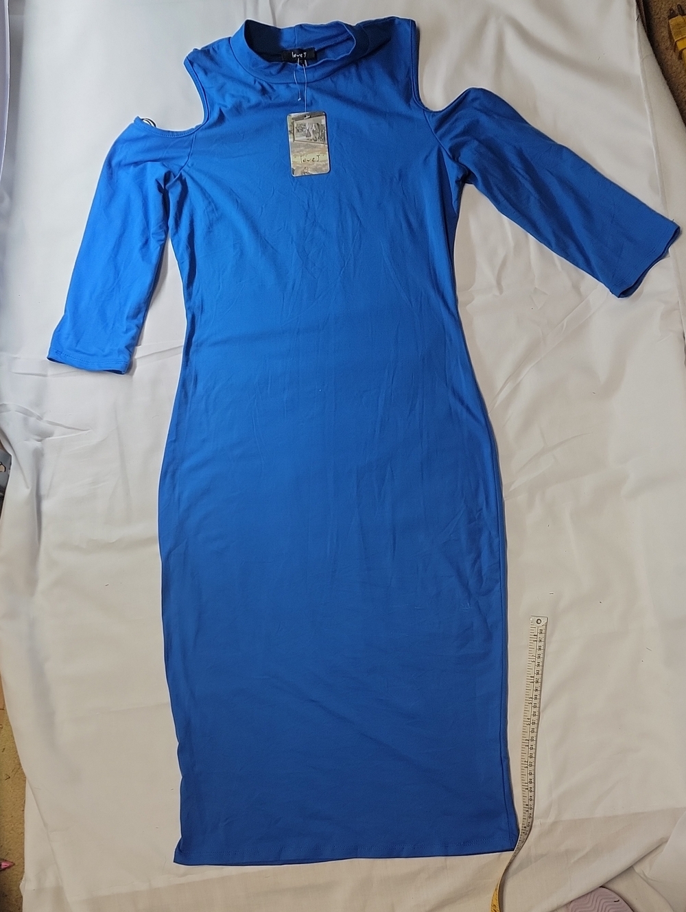 love J Royal Blue Cold-Shoulder Midi Dress M